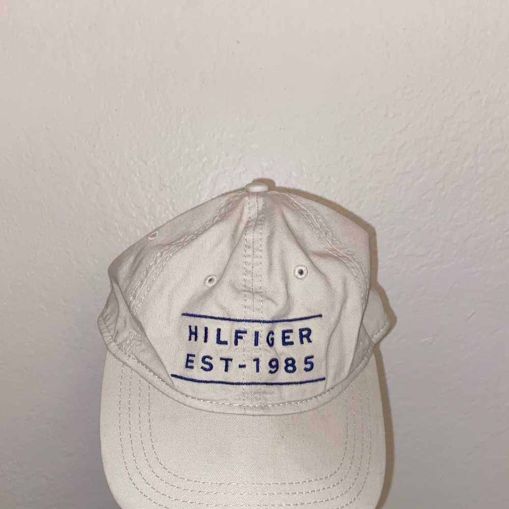 Tommy Hilfiger cream strap back cap y2k vintage headwear accessory coquette hat